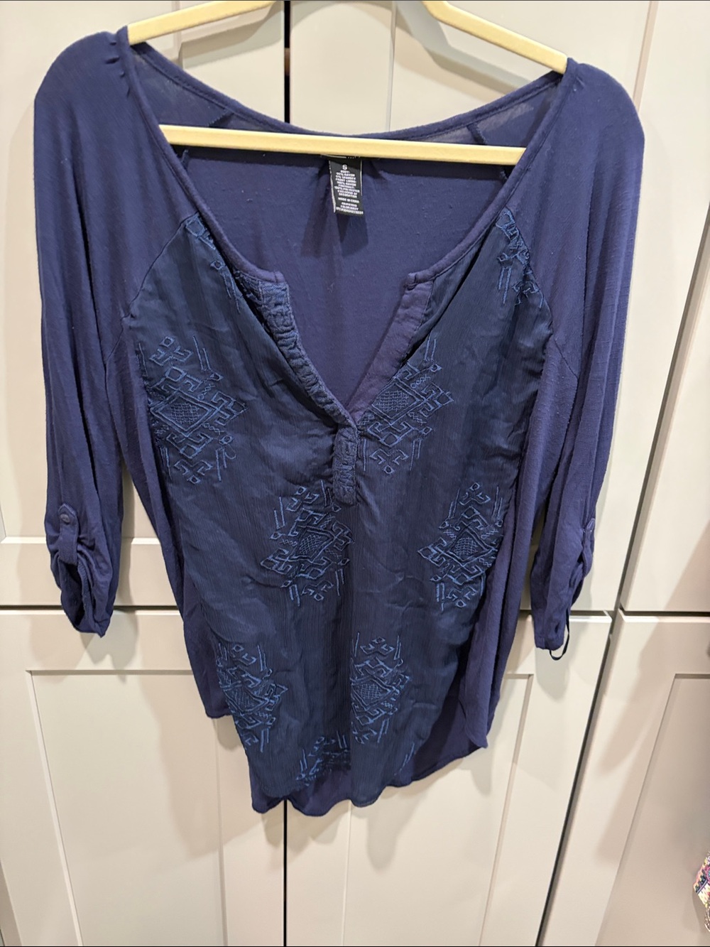 RXB Navy Blue Embroidered V-Neck Tunic